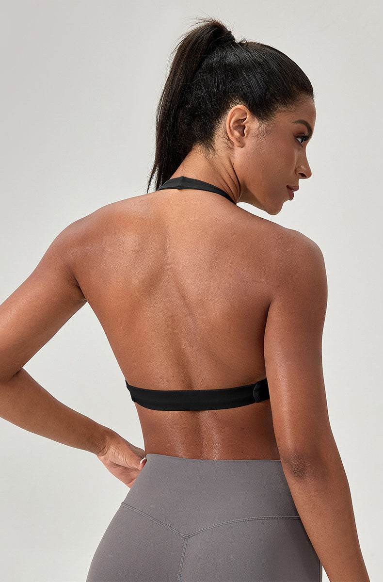 Twist Front Halter Straps Sports Bra - Artadvier