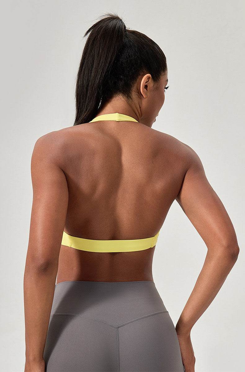 Twist Front Halter Straps Sports Bra - Artadvier