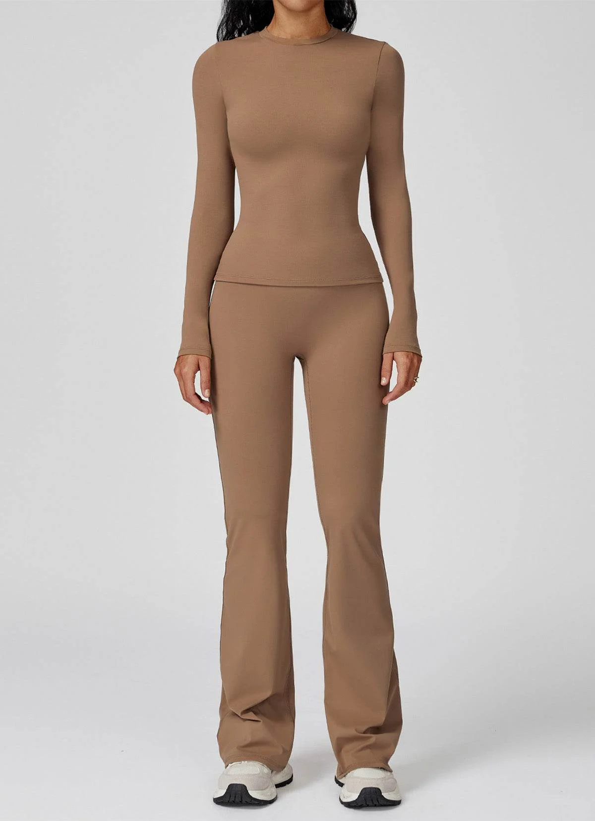 Sports Wear with Long Sleeve T-Shirt and Flared Leg Pants - Artadvier