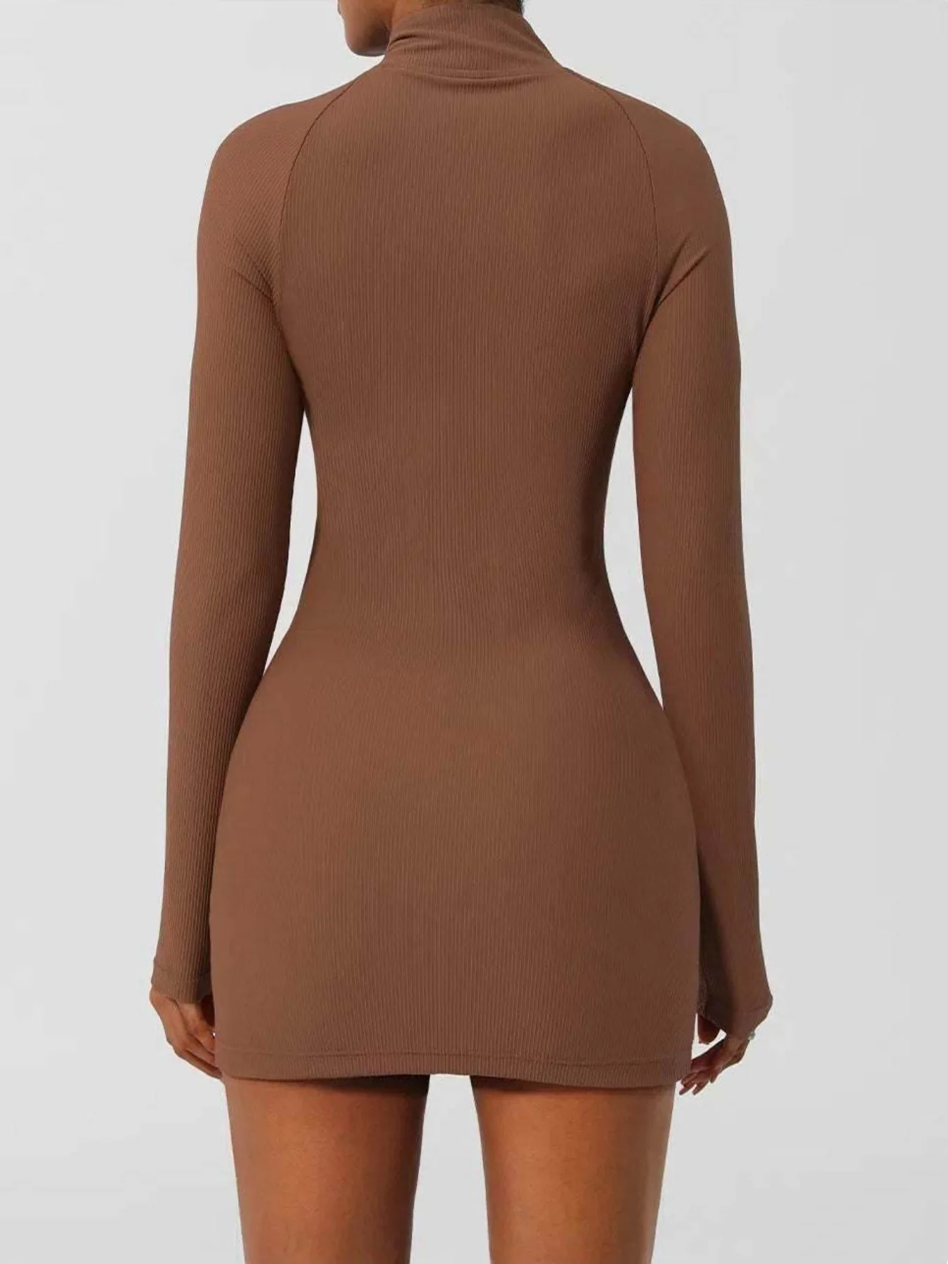 Skinny Long Sleeve Yoga Short Length Dress - Artadvier