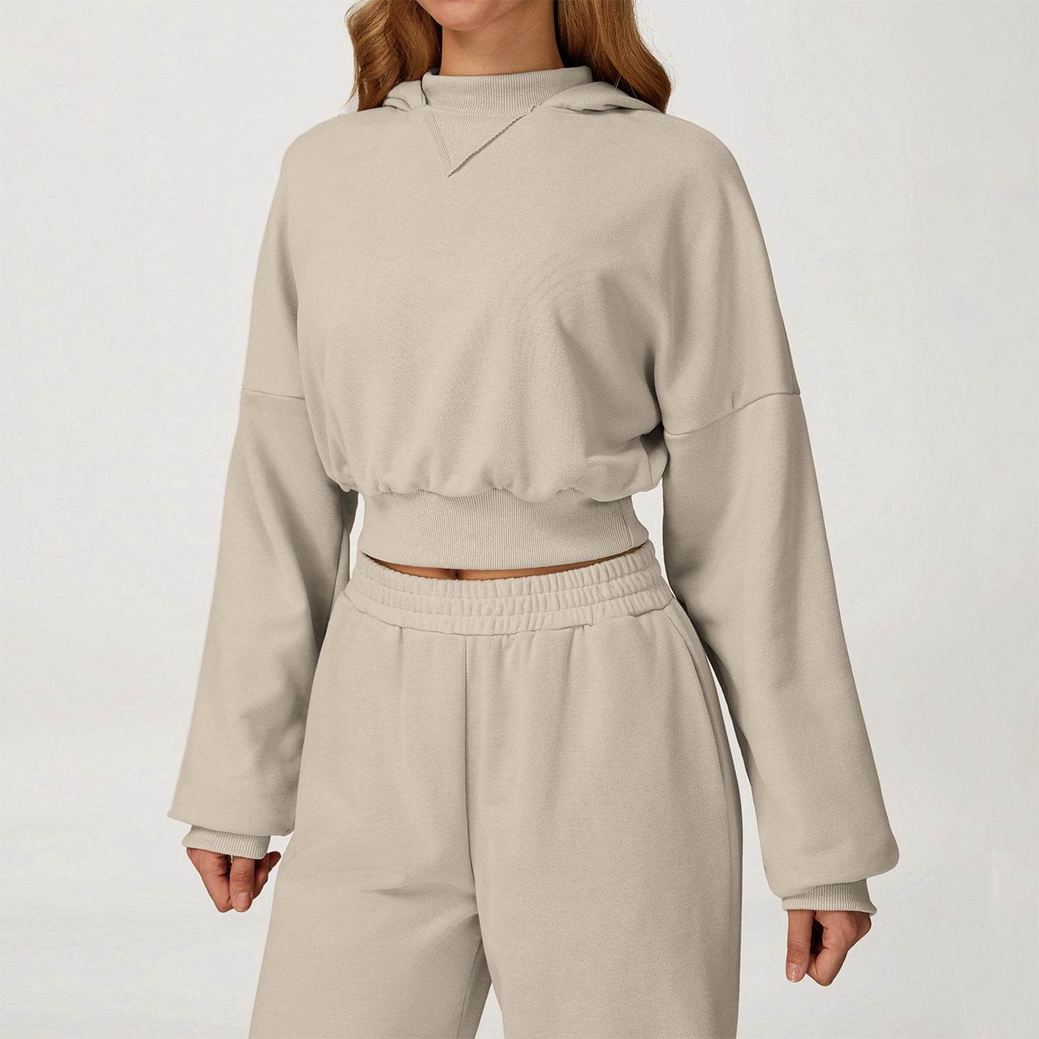 Long Sleeve Crop Sweatshirt Casual Hoodie - Artadvier