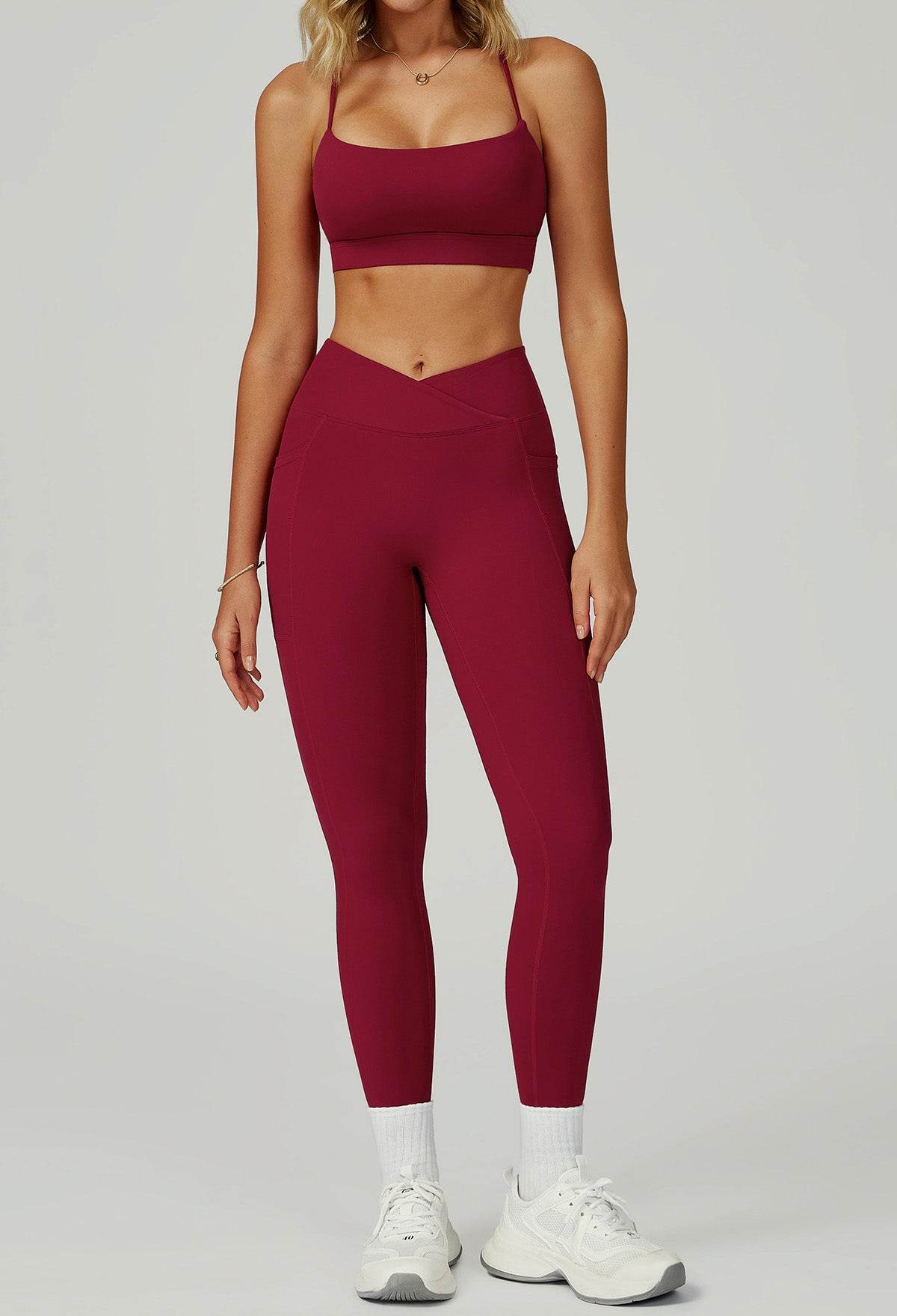 Activewear Set with Cross Back Bra and Legging - Artadvier