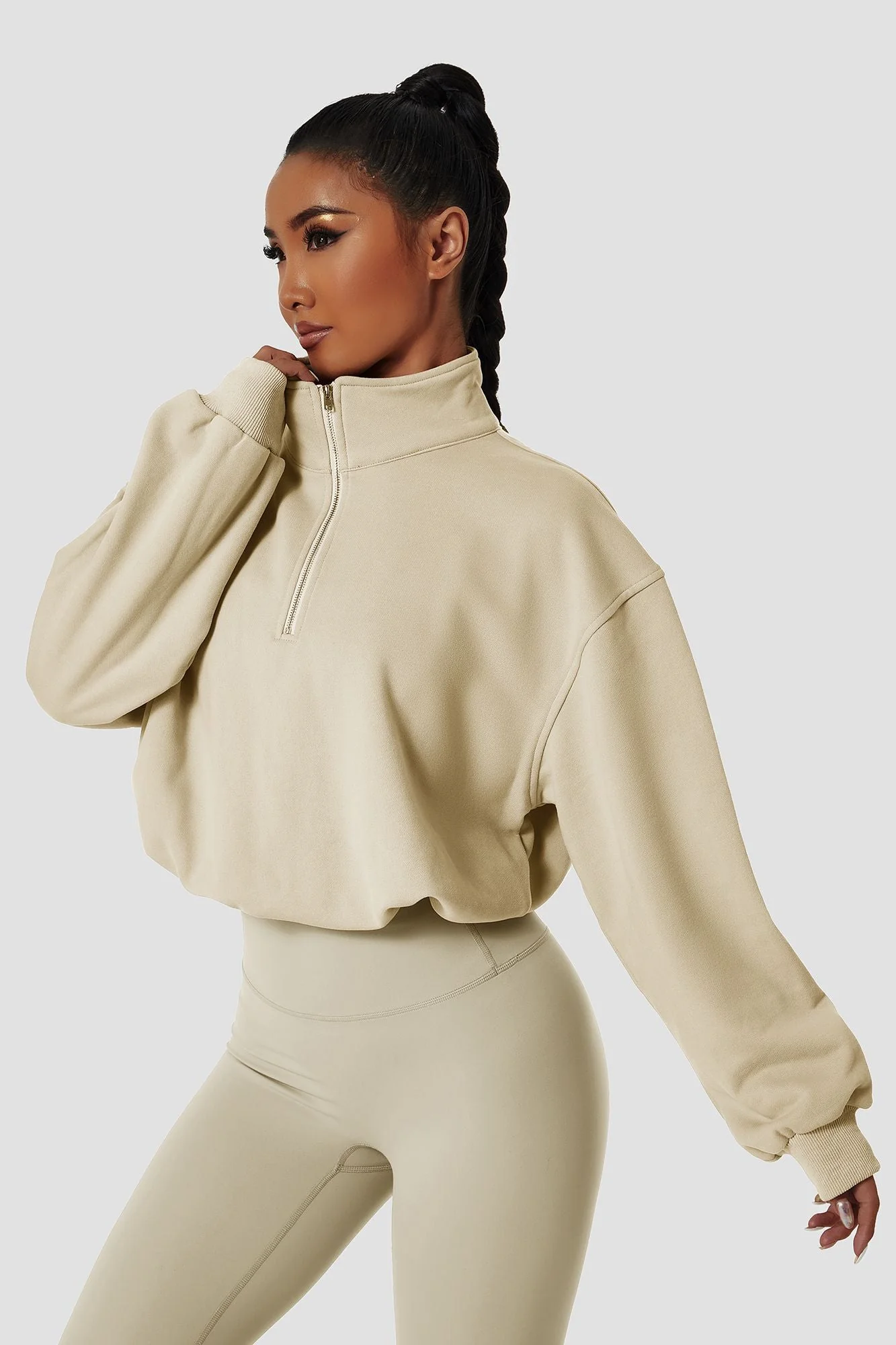 Half-Zip Pullover Sweatshirt Relaxed Fit - Artadvier