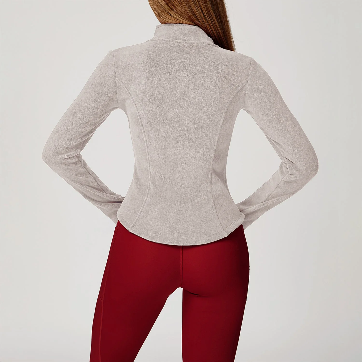 Full Zip Fleece Jacket Long Sleeve Coat with Pockets - Artadvier