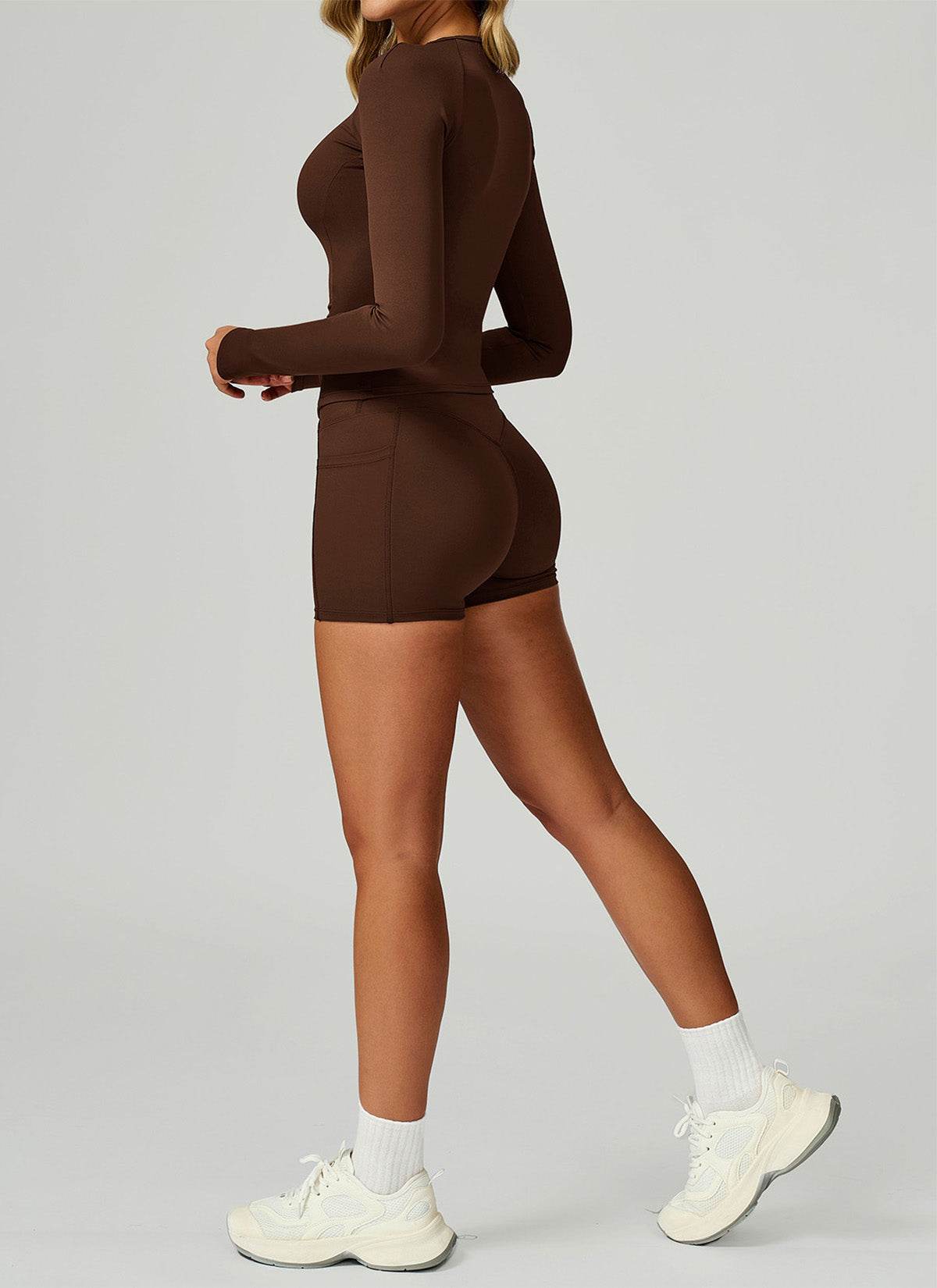 Sport Set with Long Sleeve Crew Neck T-Shirt and Short - Artadvier