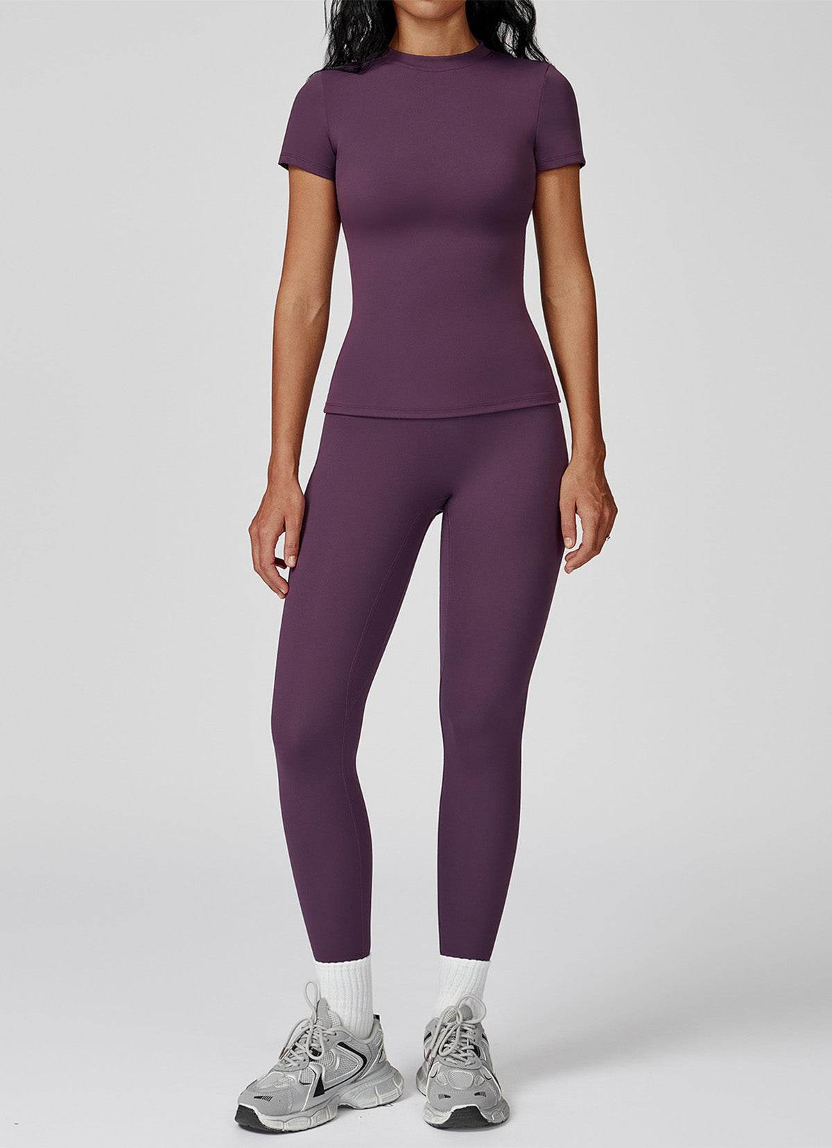 Sports Wear with Short Sleeve T-Shirt and Leggings - Artadvier