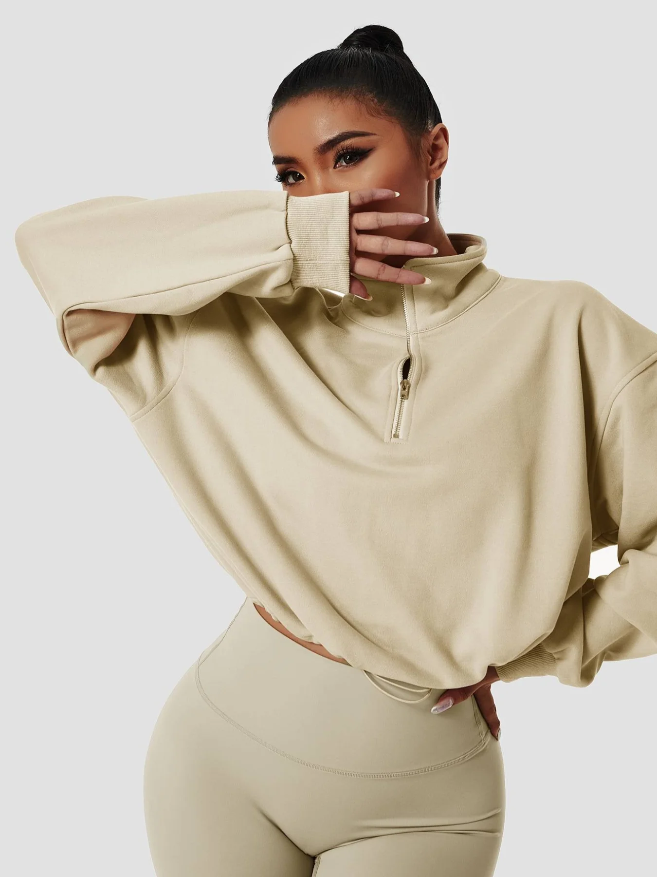 Half-Zip Pullover Sweatshirt Relaxed Fit - Artadvier