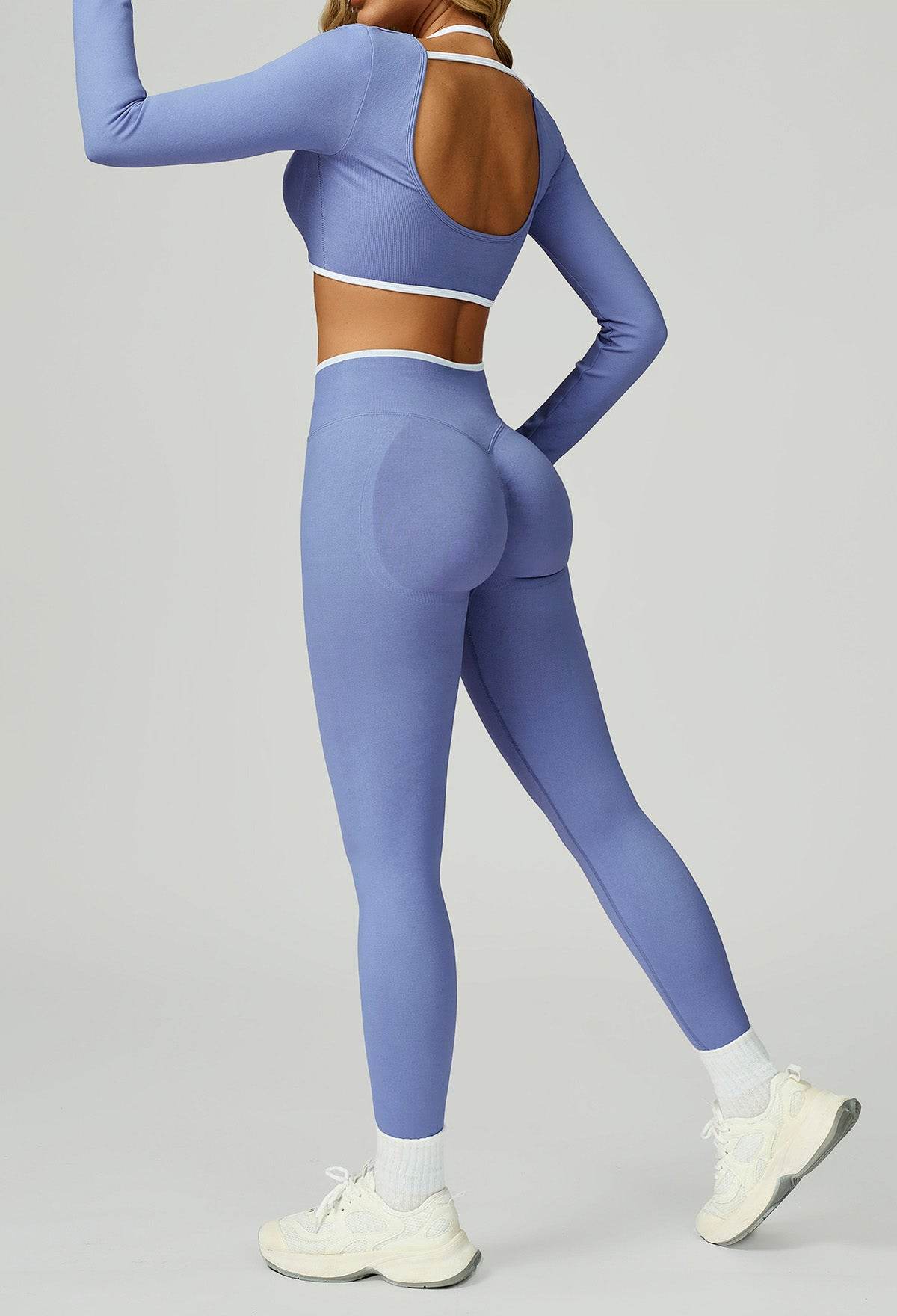 Sport Set with Color Block Long Sleeve T-Shirt and Legging - Artadvier
