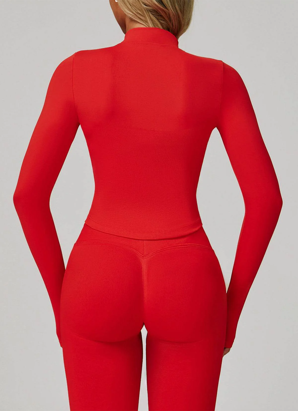 Full Zip Cropped Workout Jacket with Thumb Holes - Artadvier