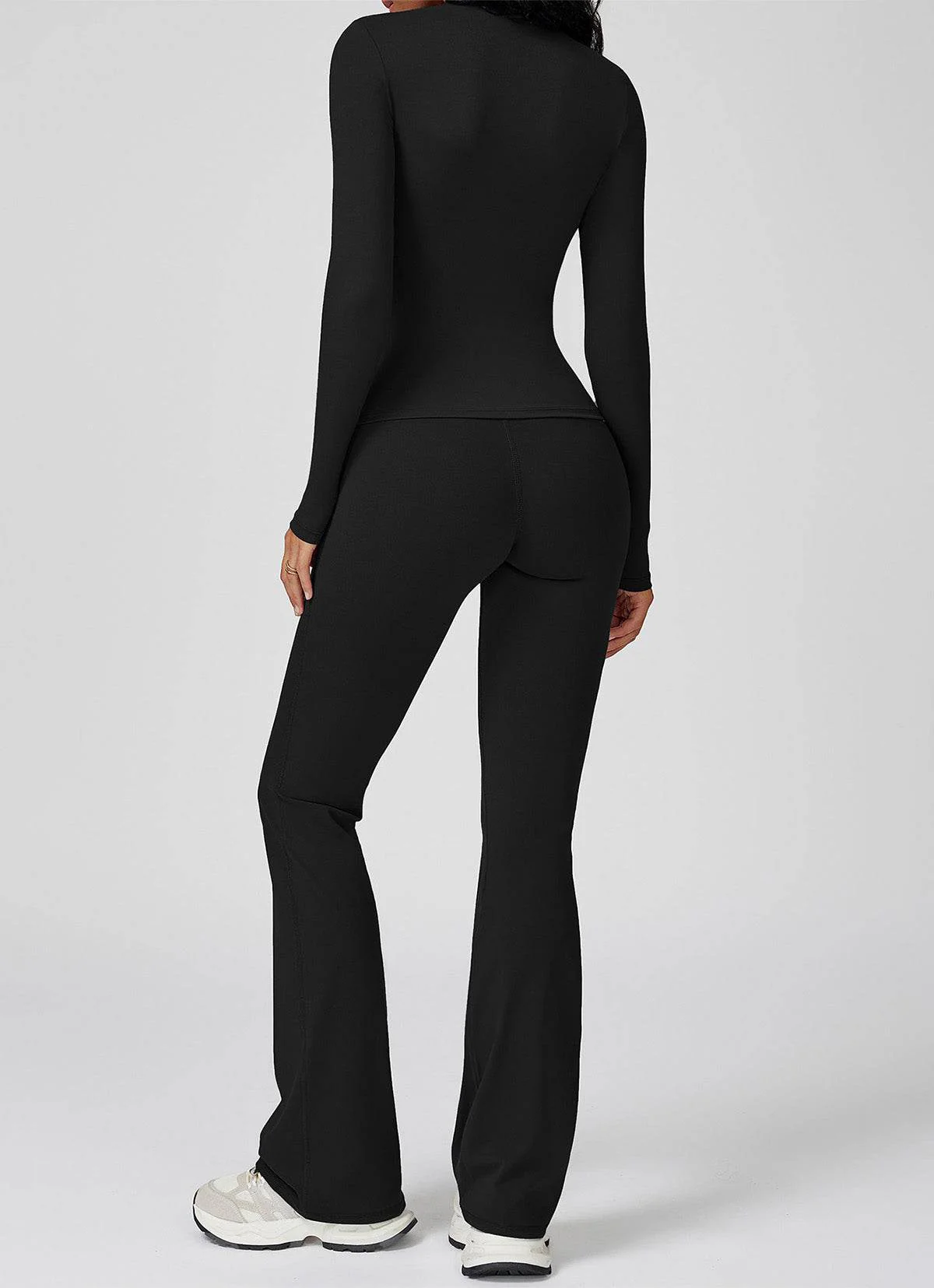 Sports Wear with Long Sleeve T-Shirt and Flared Leg Pants - Artadvier