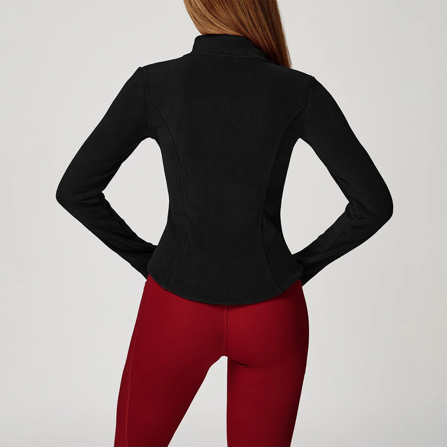 Full Zip Fleece Jacket Long Sleeve Coat with Pockets - Artadvier