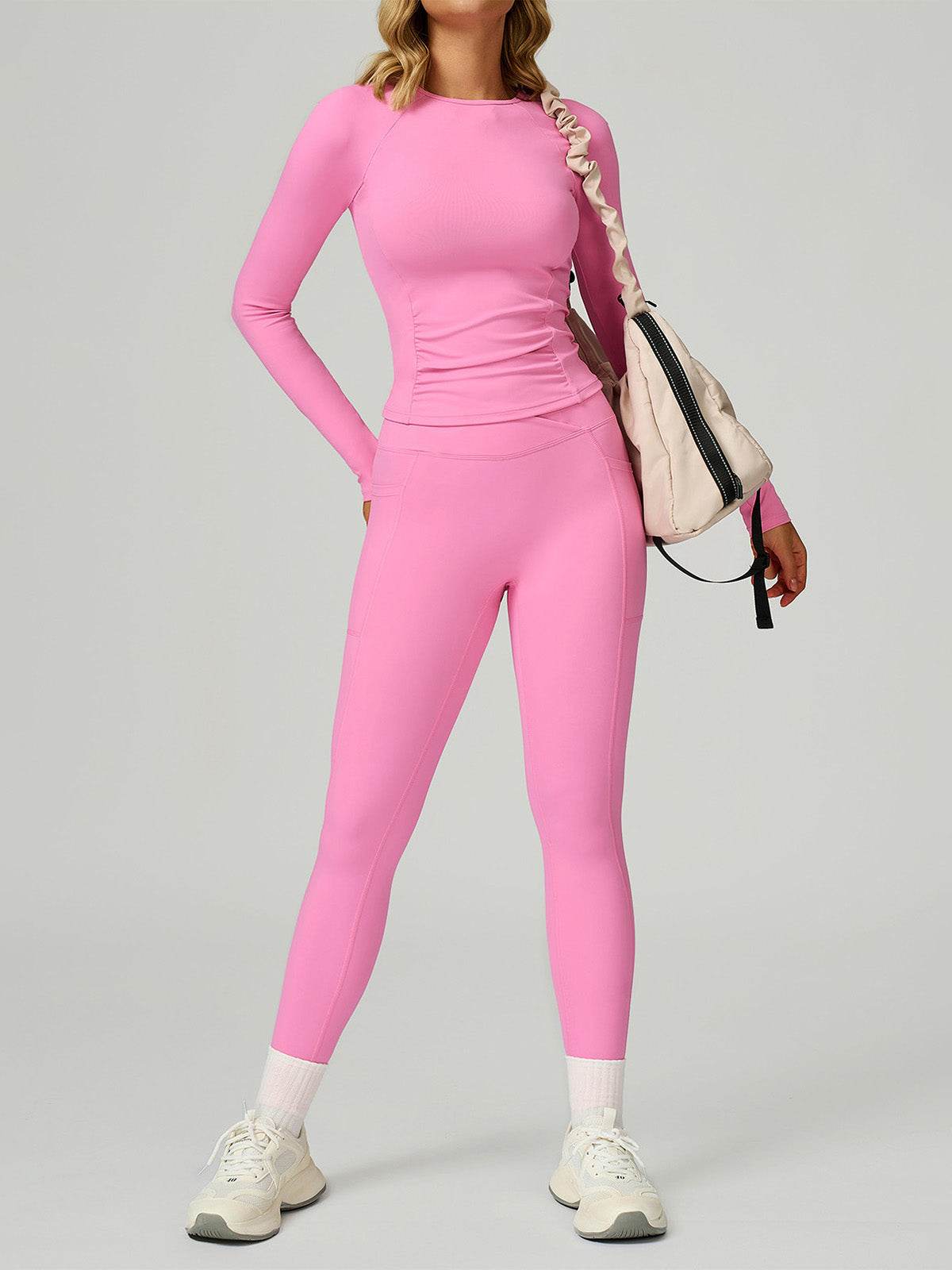 Sport Set with Long Sleeve Crew Neck T-Shirt and Legging - Artadvier