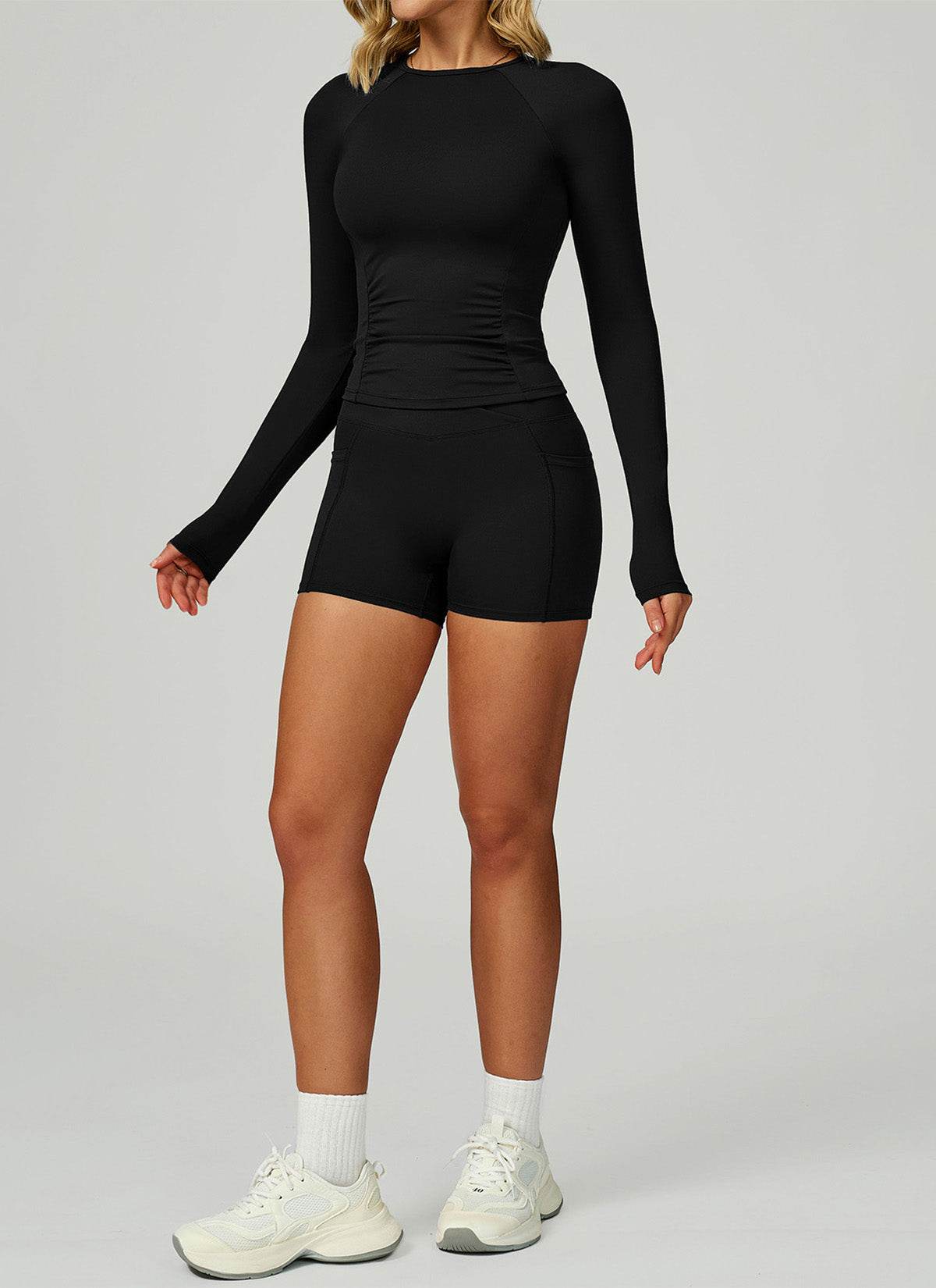 Sport Set with Long Sleeve Crew Neck T-Shirt and Short - Artadvier