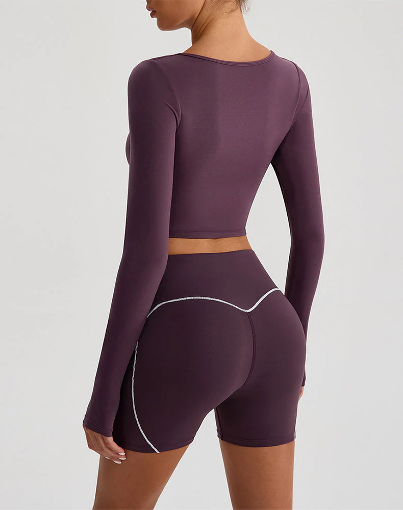 Slim Fit Yoga Long Sleeve Crop Shirt - Artadvier