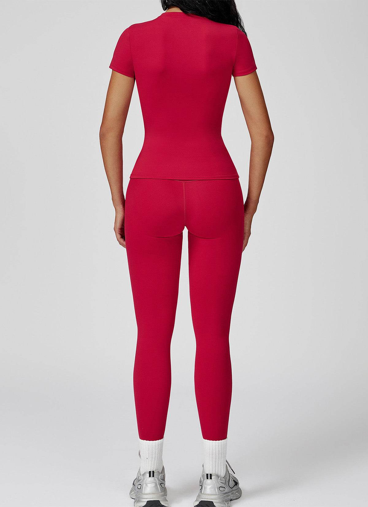 Sports Wear with Short Sleeve T-Shirt and Leggings - Artadvier