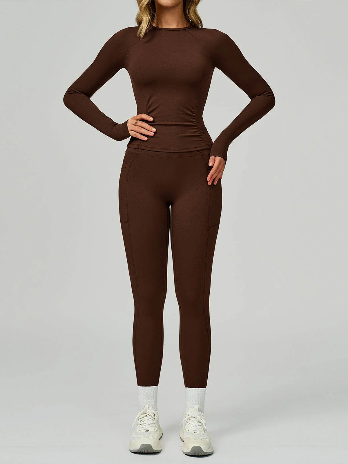 Sport Set with Long Sleeve Crew Neck T-Shirt and Legging - Artadvier