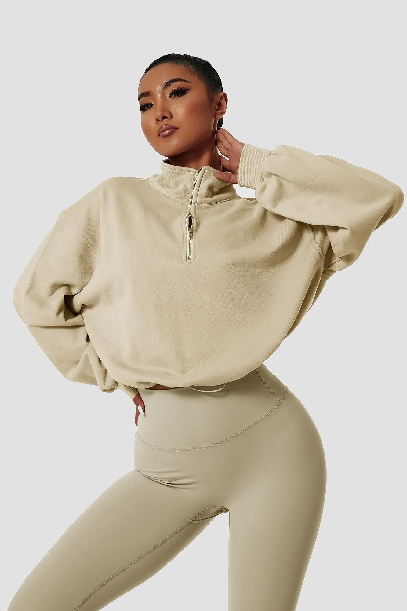 Half-Zip Pullover Sweatshirt Relaxed Fit - Artadvier