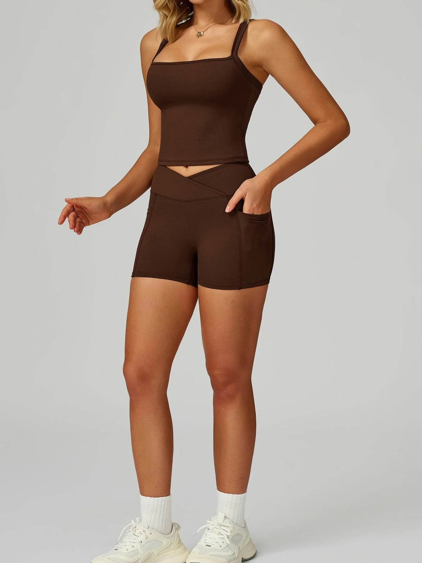 Activewear Set with Wide Strap Tank Top and Short - Artadvier